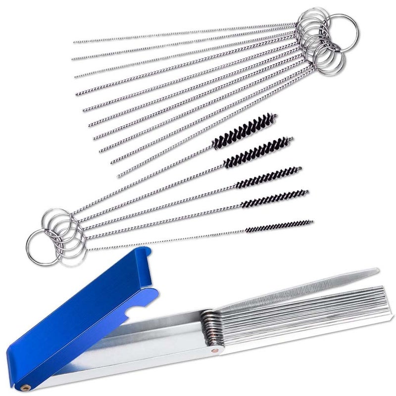 FineGood Carburetors Carbon Dirt Jet Remove Cleaner 13 Cleaning Wires Set  10 Cleaning Needles  5 Nylon Brushes Tool Kit for Motorcycle ATV Moped Welder Carb